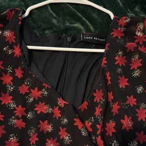 Lane Bryant Black Dress with Red Starburst Design